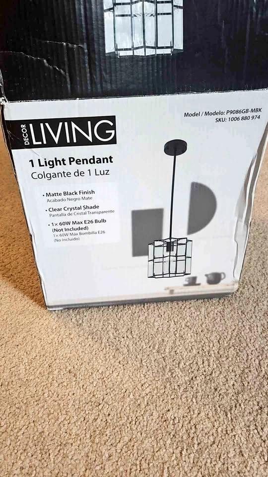 Decor Living 1 Light Pendant P9086GB-MBK