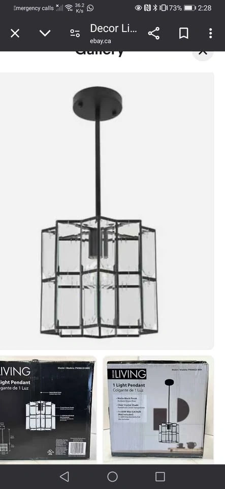 Decor Living 1 Light Pendant P9086GB-MBK - photo 4