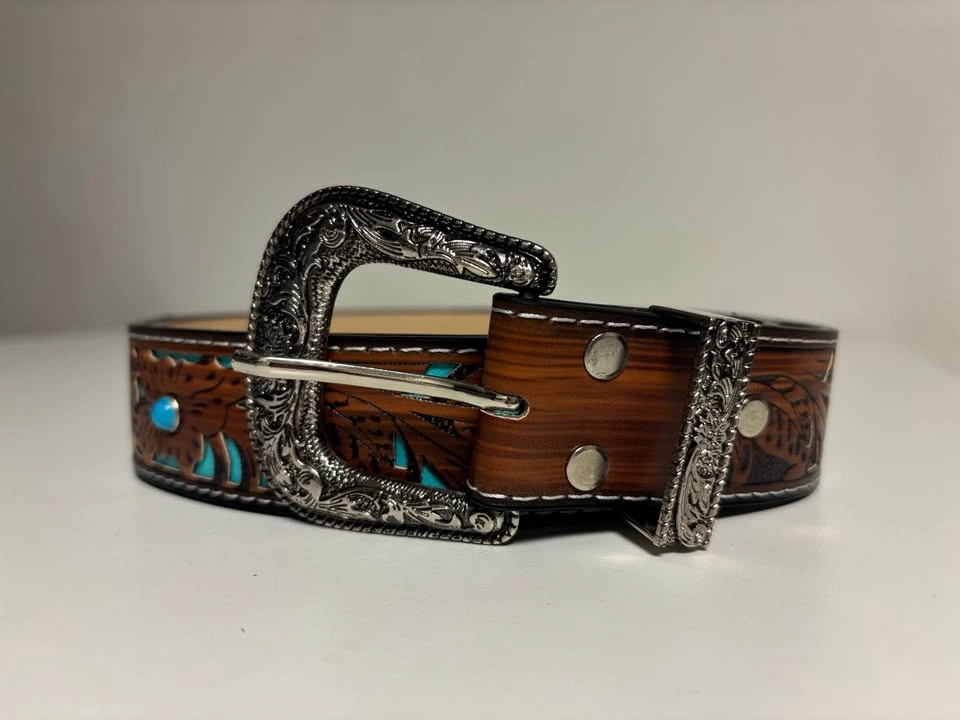 Hollowed Out Dark Flower Belt - photo 2