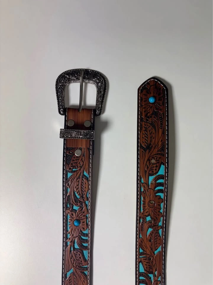 Hollowed Out Dark Flower Belt - photo 3