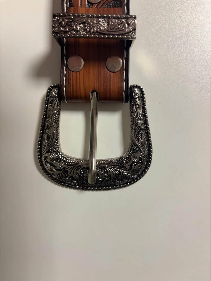 Hollowed Out Dark Flower Belt - photo 4