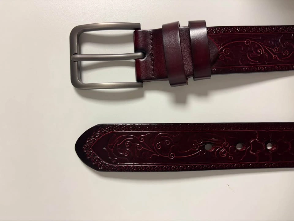 GENUINE Burgundy Embossed Leather Belt - photo 4