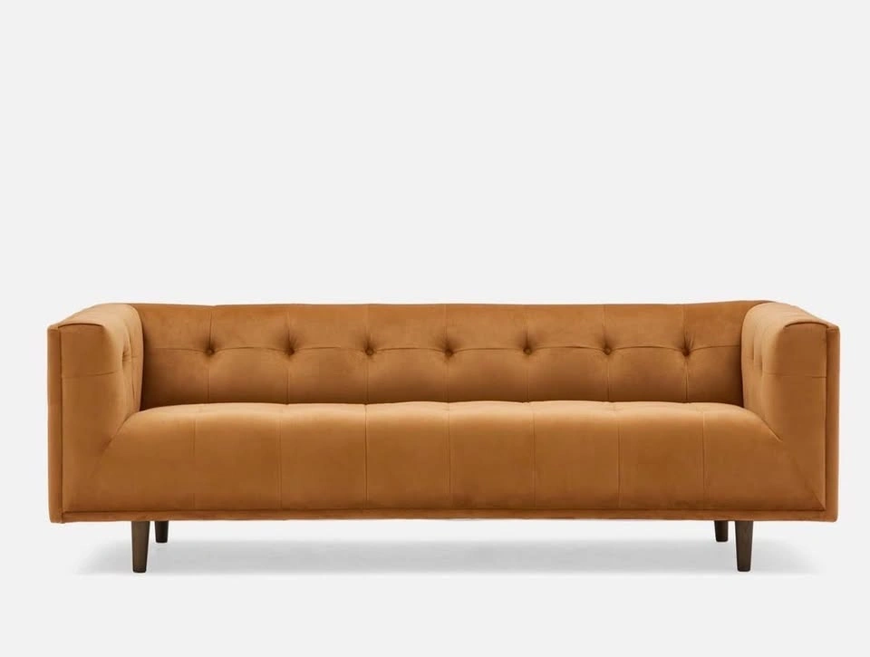 Mustard Velvet 3-Seat Sofa – Modern Condo Style - photo 5