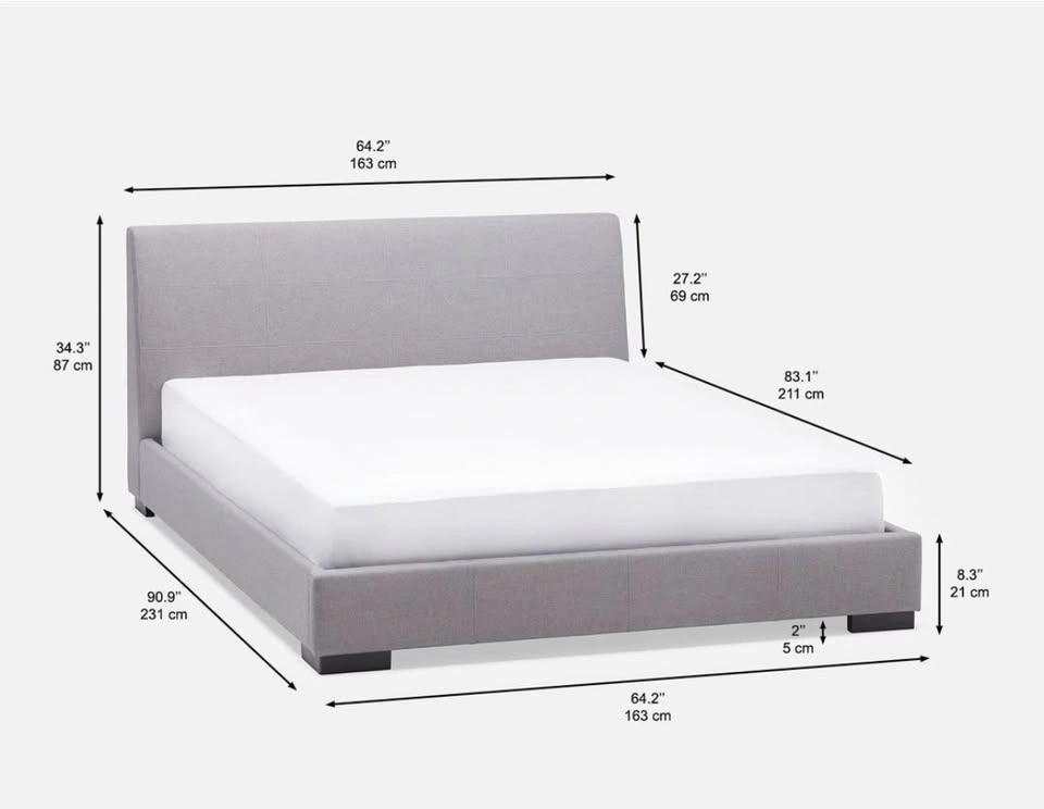 STRUCTUBE Grey Velvet Queen Bed Frame – Excellent Condition - photo 5
