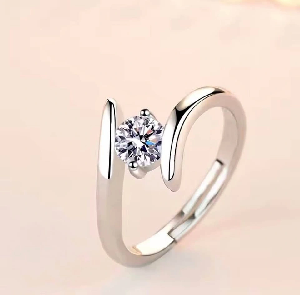 The Sterling Silver Adjustable Faux Solitaire Ring
