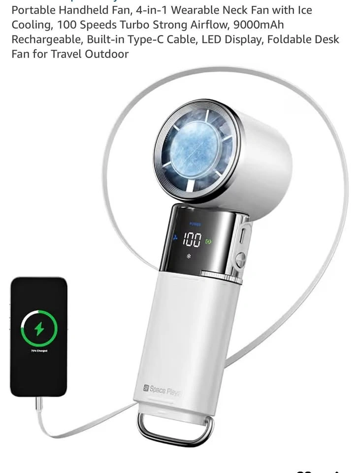 9000mAh Rechargeable Handheld Fan