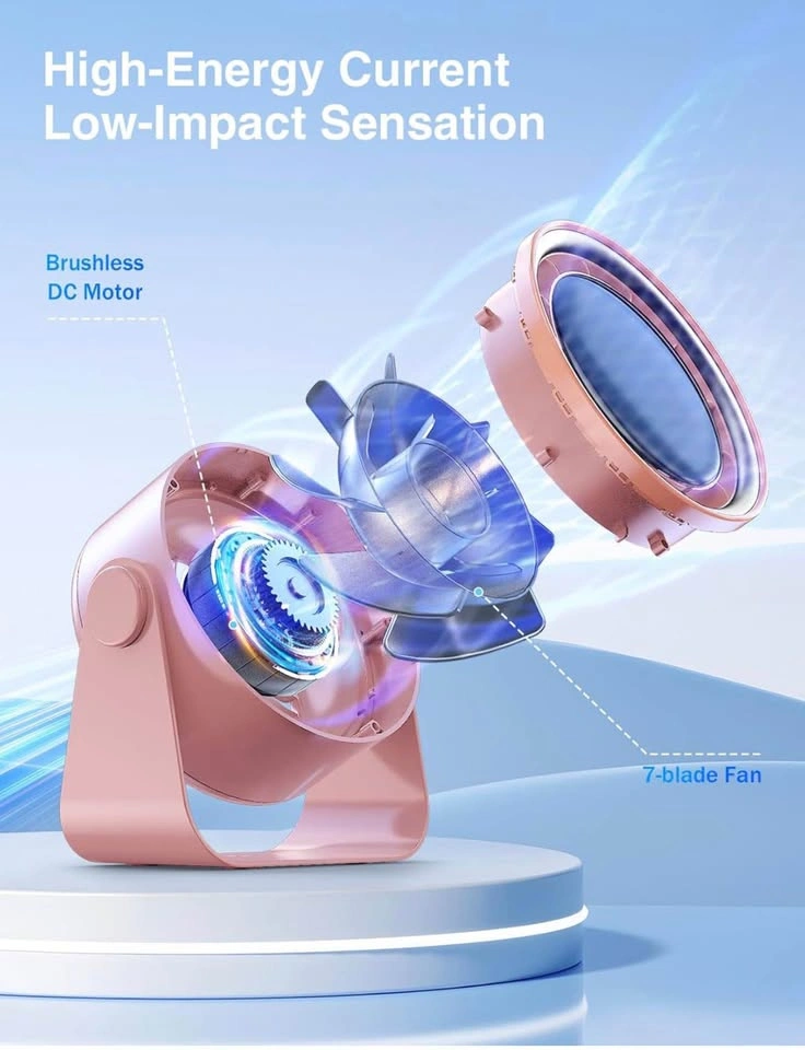 USB Rechargeable Small Desk Fan (Pink) - photo 3