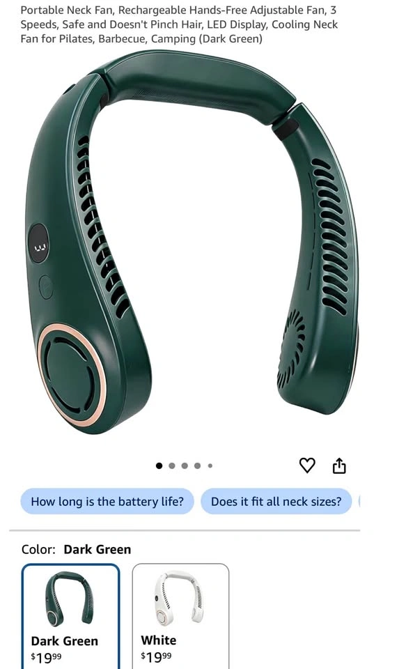 Portable Neck Fan (Dark Green)