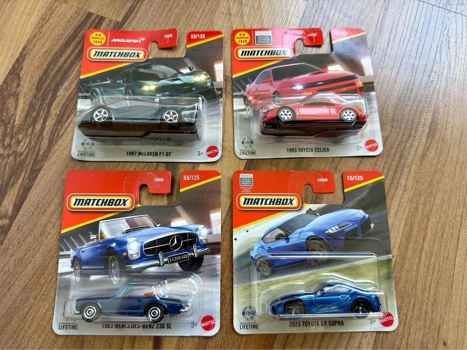 Matchbox Short Cards - McLaren, Toyota, Mercedes-Benz, Supra