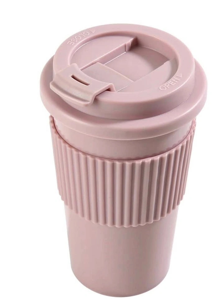 Pink reusable travel mug with lid and slider