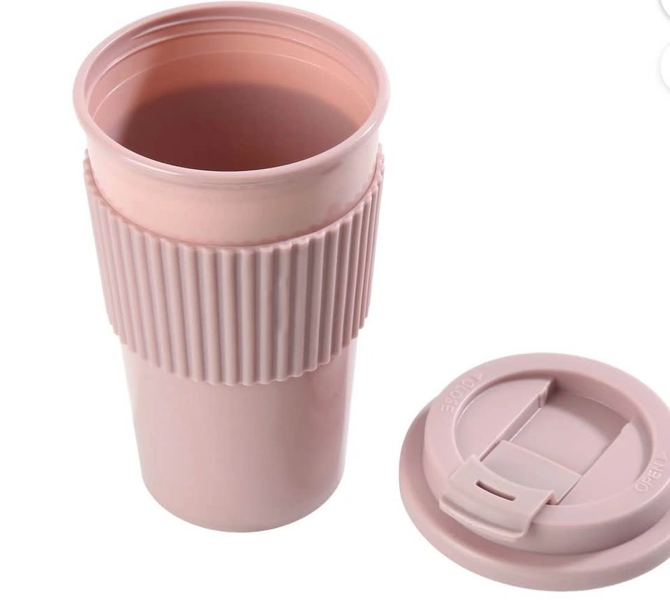 Pink reusable travel mug with lid and slider - photo 2
