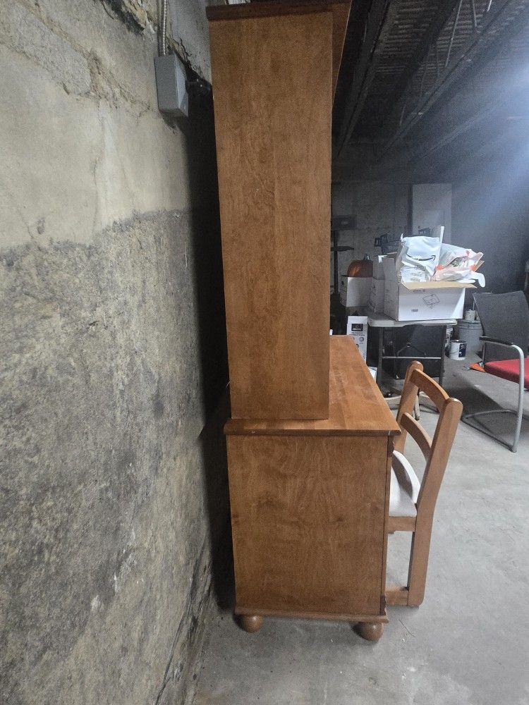All Wood 3 Piece Desk With Bookshelf And Chair - photo 3