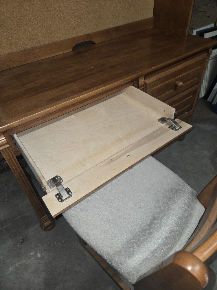 All Wood 3 Piece Desk With Bookshelf And Chair - photo 5