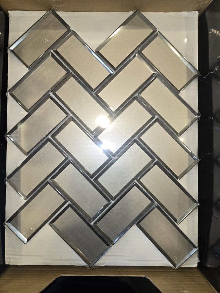Champagne Beveled Herringbone Tile