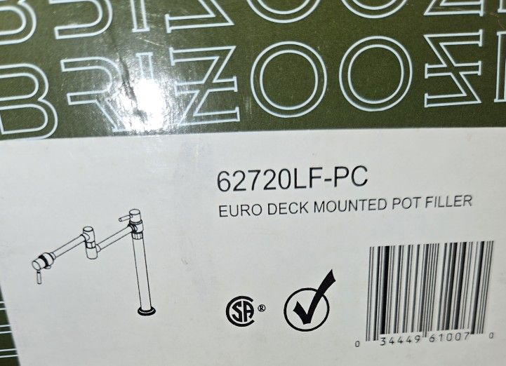 Euro Deck Mounted Pot Filler, Polished Chrome - photo 4