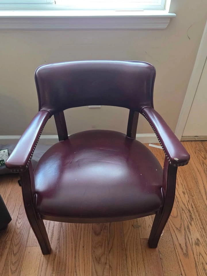 Set of 4 Burgundy Faux Leather Captain's Chairs - photo 2