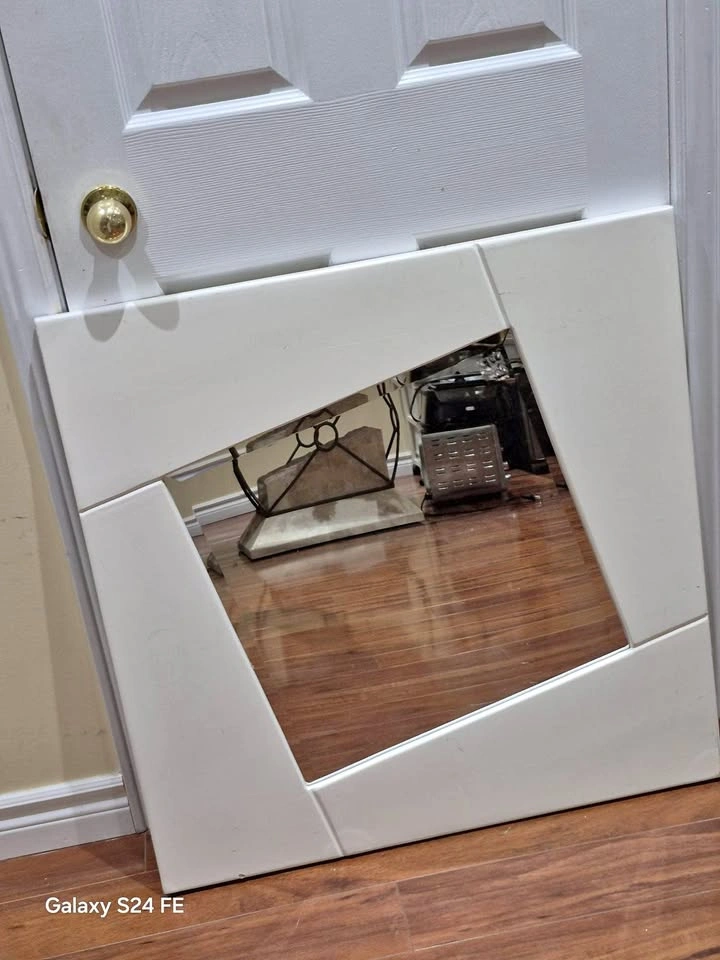 White Modern Angled Mirror