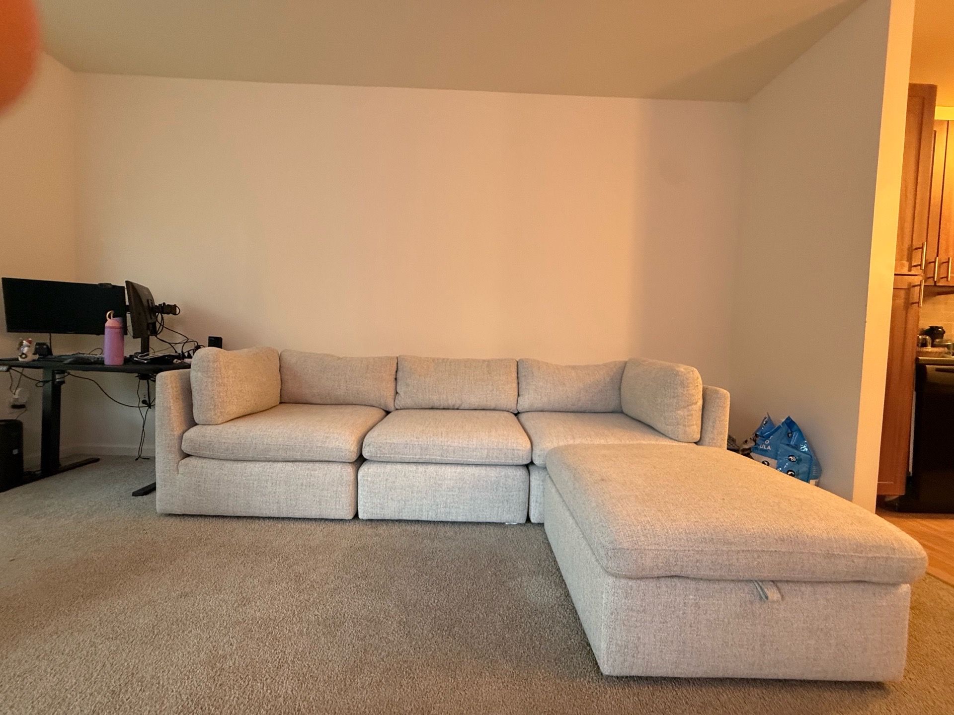 Modern Modular Sectional with Storage Chaise - Light Gray