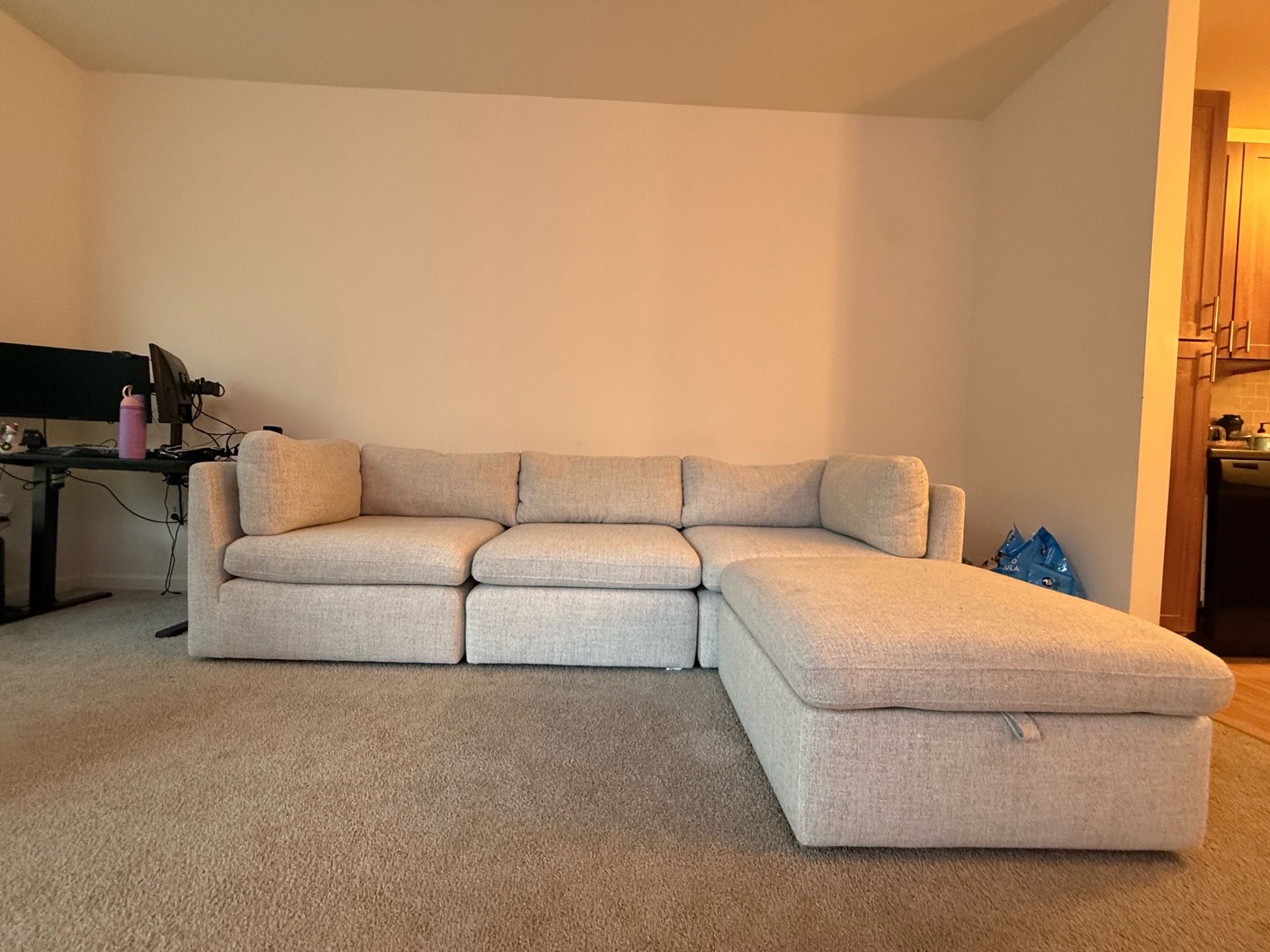 Modern Modular Sectional with Storage Chaise - Light Gray - photo 2