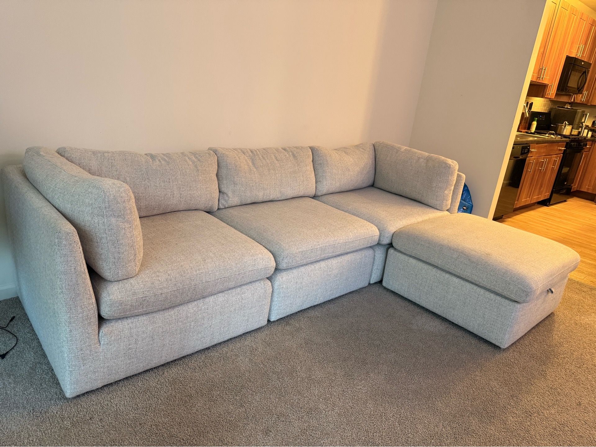 Modern Modular Sectional with Storage Chaise - Light Gray - photo 3