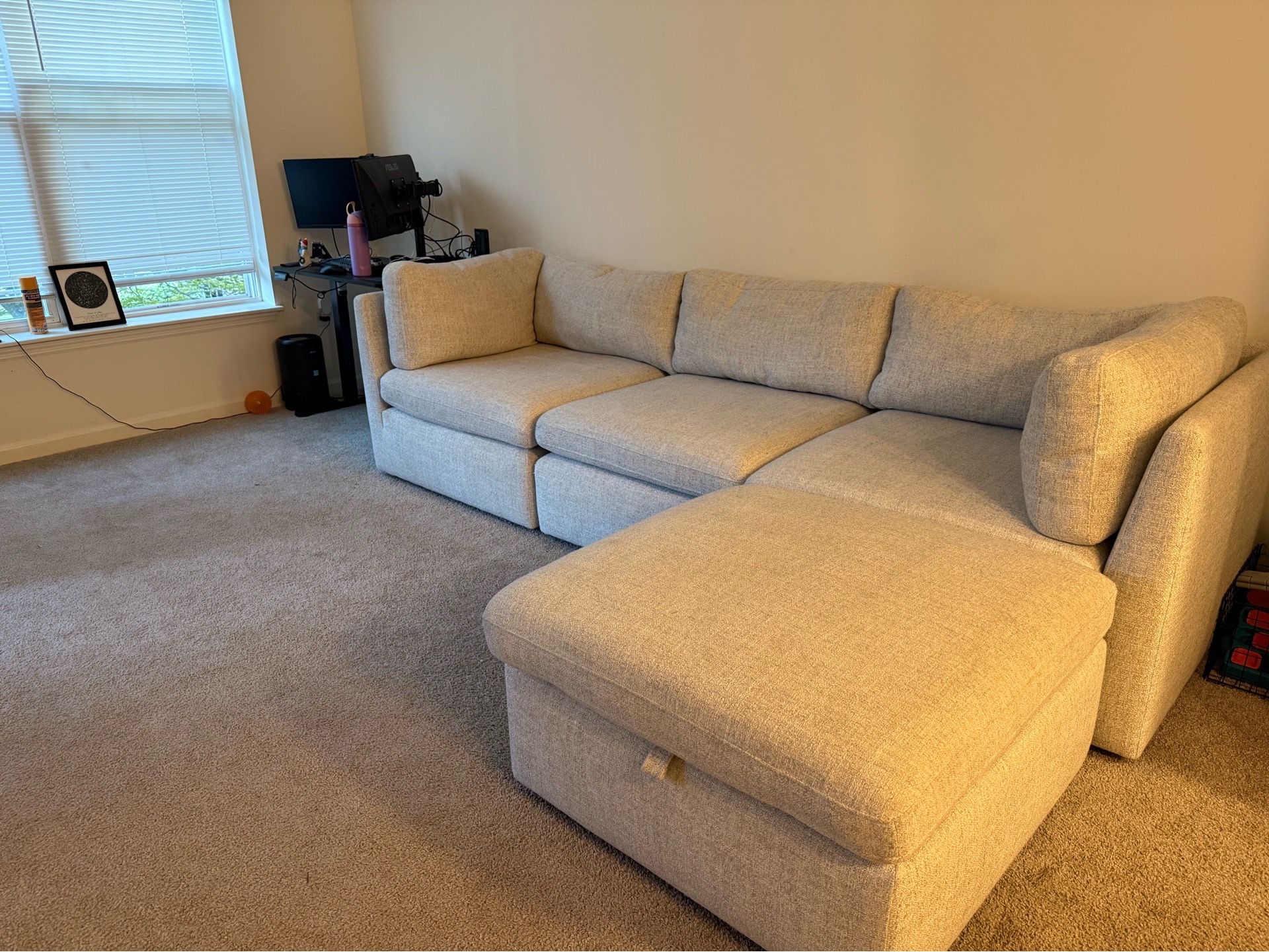 Modern Modular Sectional with Storage Chaise - Light Gray - photo 4