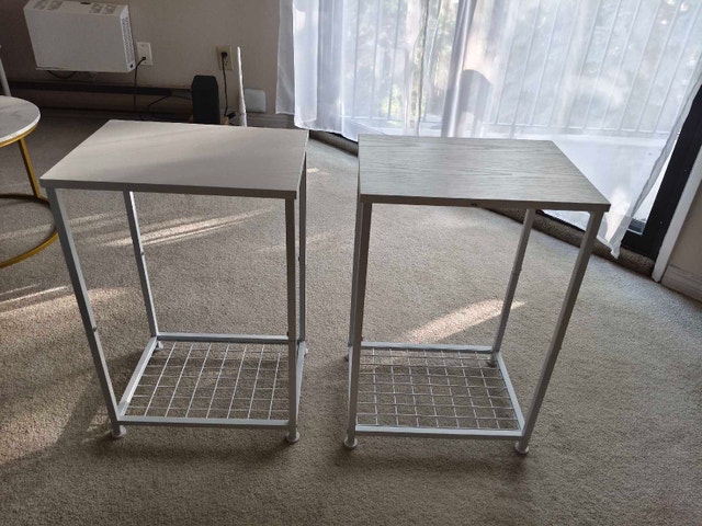 Set of 2 Modern Nightstands/End Tables - White/Metal - photo 2