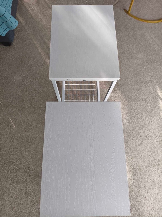 Set of 2 Modern Nightstands/End Tables - White/Metal - photo 3