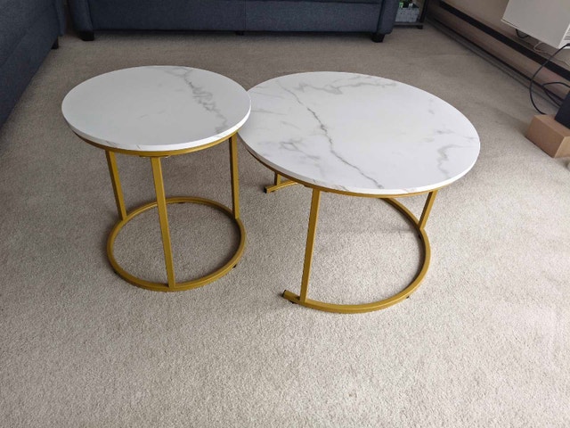Modern Aboxoo Nesting Coffee Table Set - White/Gold