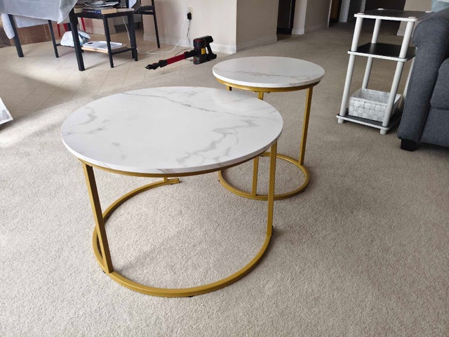 Modern Aboxoo Nesting Coffee Table Set - White/Gold - photo 3