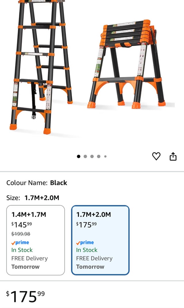 Portable Multi-purpose Telescopic Folding Ladder - 1.7m + 2m
