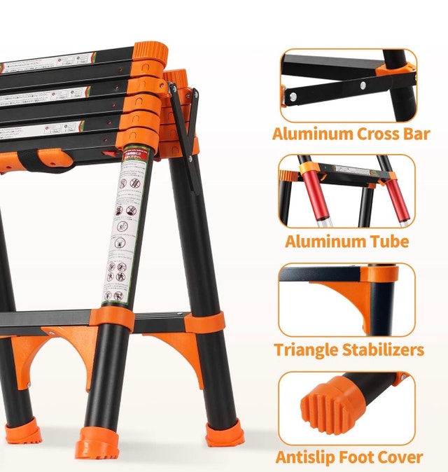 Portable Multi-purpose Telescopic Folding Ladder - 1.7m + 2m - photo 3