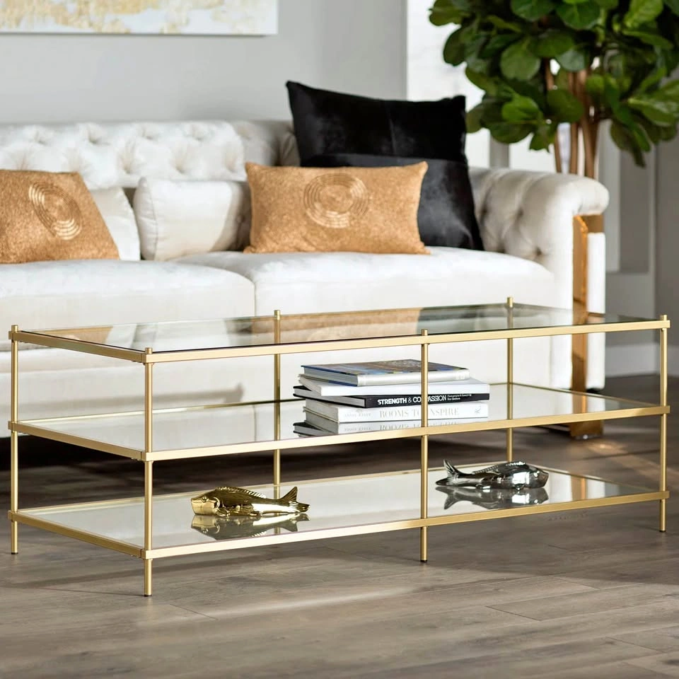 Joss & Main Aloysius glass and metal coffee table