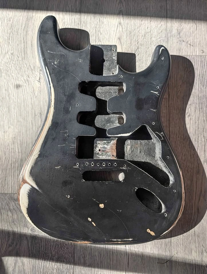 Black Heavy Relic Strat Style Guitar Body