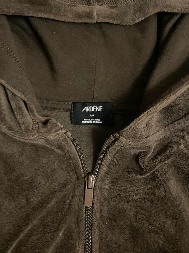 Ardene Brown Velour Cropped Zip Up - photo 2