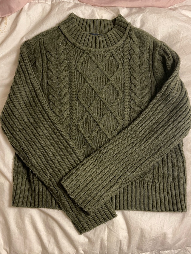 Tommy Hilfiger Green Cable Knit Sweater