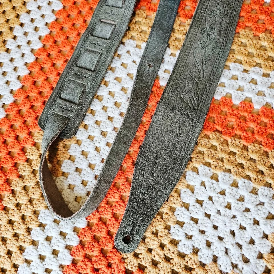 Levy's Leathers Green Suede Guitar Strap Embossed Kokopelli - photo 2