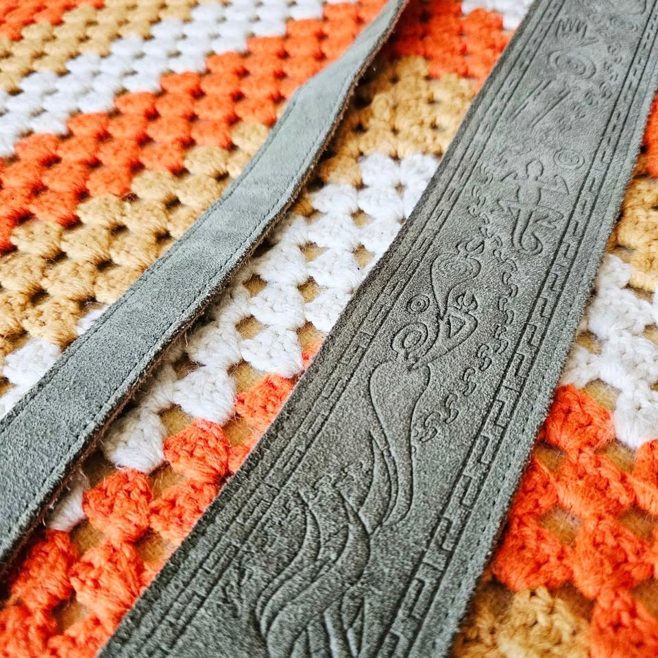 Levy's Leathers Green Suede Guitar Strap Embossed Kokopelli - photo 4