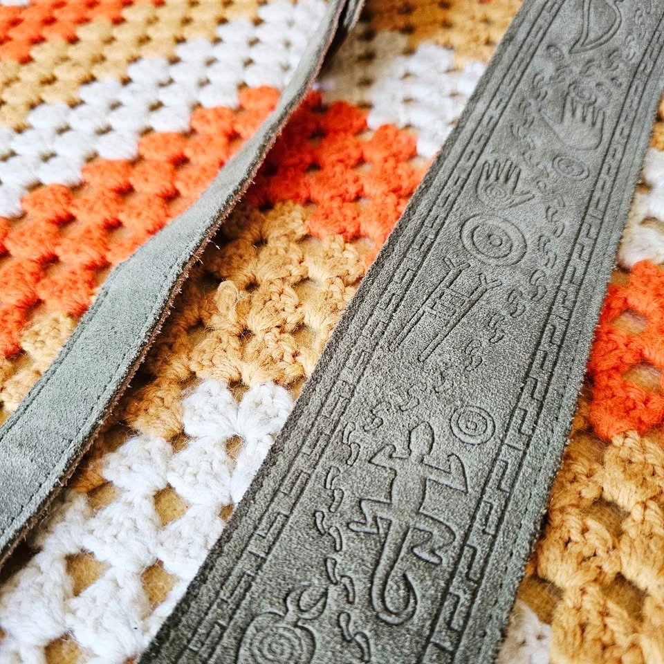 Levy's Leathers Green Suede Guitar Strap Embossed Kokopelli - photo 5