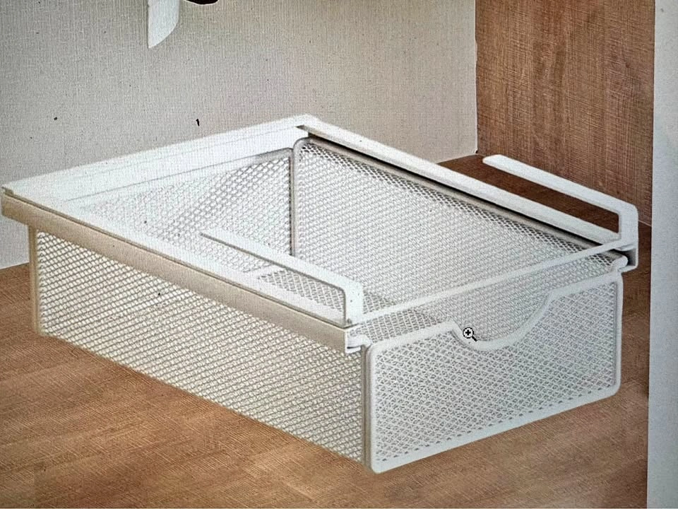 White Mesh Pull-Out Under Shelf Storage Basket