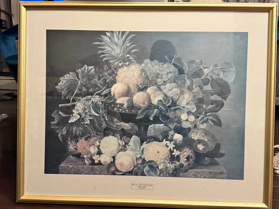 Framed print Johan L Jensen still life Rare find valuable vintag