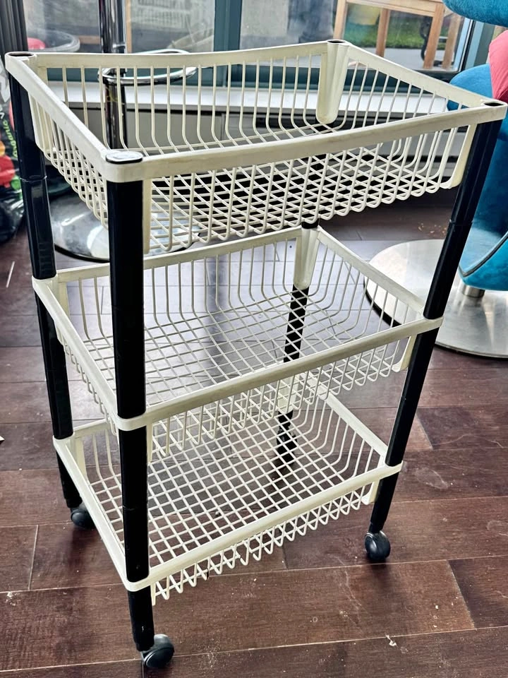 3-Tier Rolling Storage Cart White Black