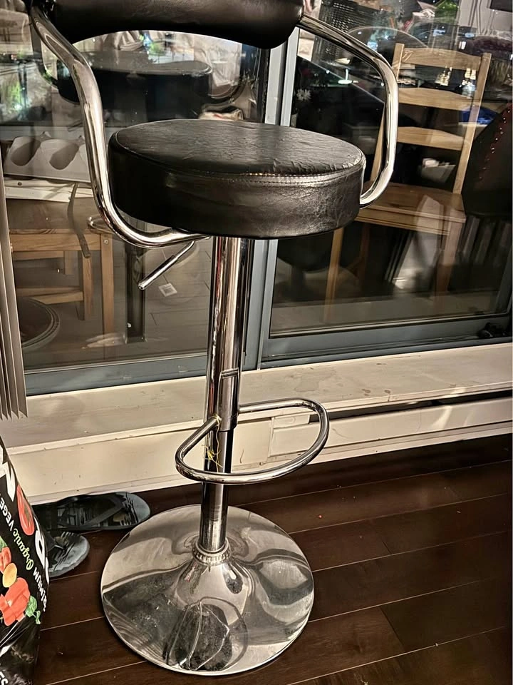 Adjustable Swivel Bar Stool Black and Chrome