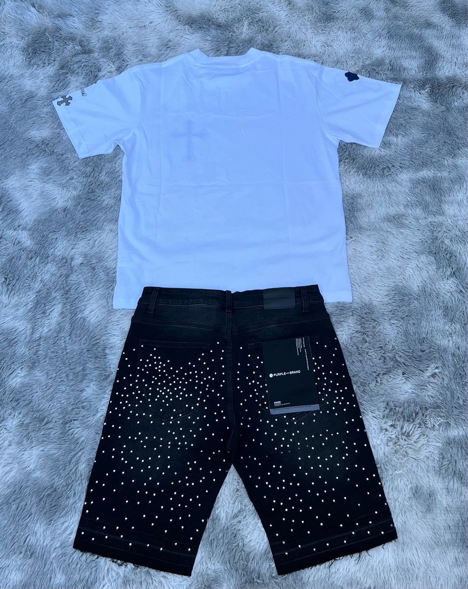 Chrome T Shirt And Purple Brand Shorts - photo 2