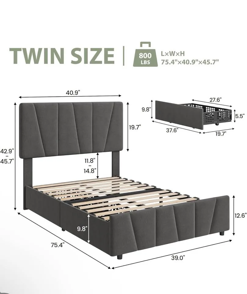 Brand New in Box  Twin Bed Frame with storage ( No Matteress) image indicator(2)