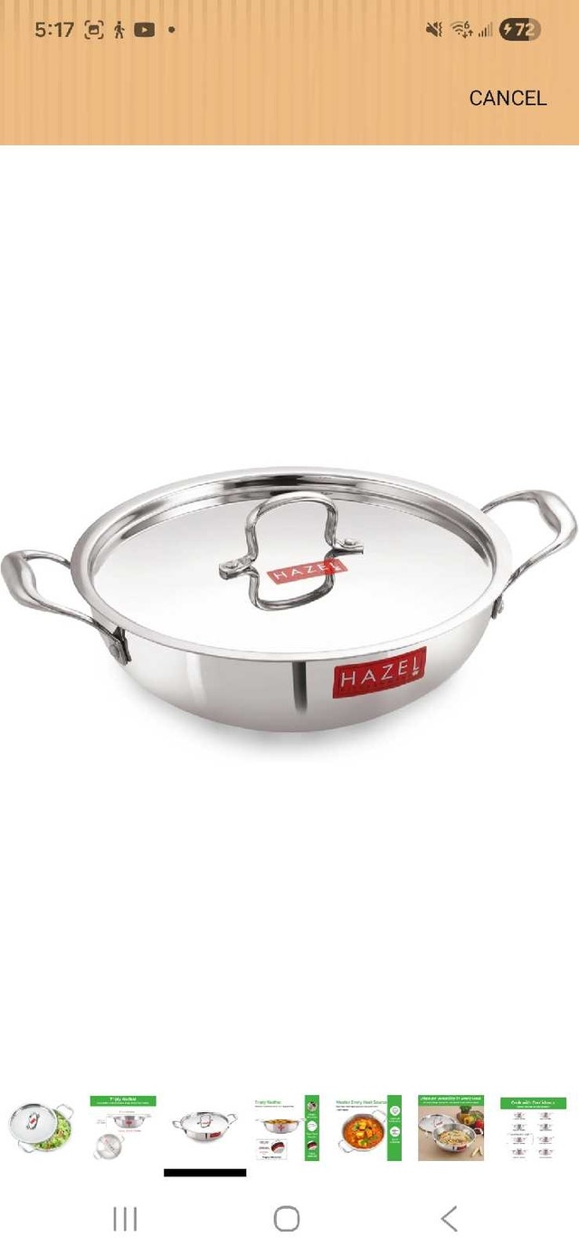 11" Triply Stainless Steel Wok / Kadhai with Lid (101.5 fl. oz) - photo 2