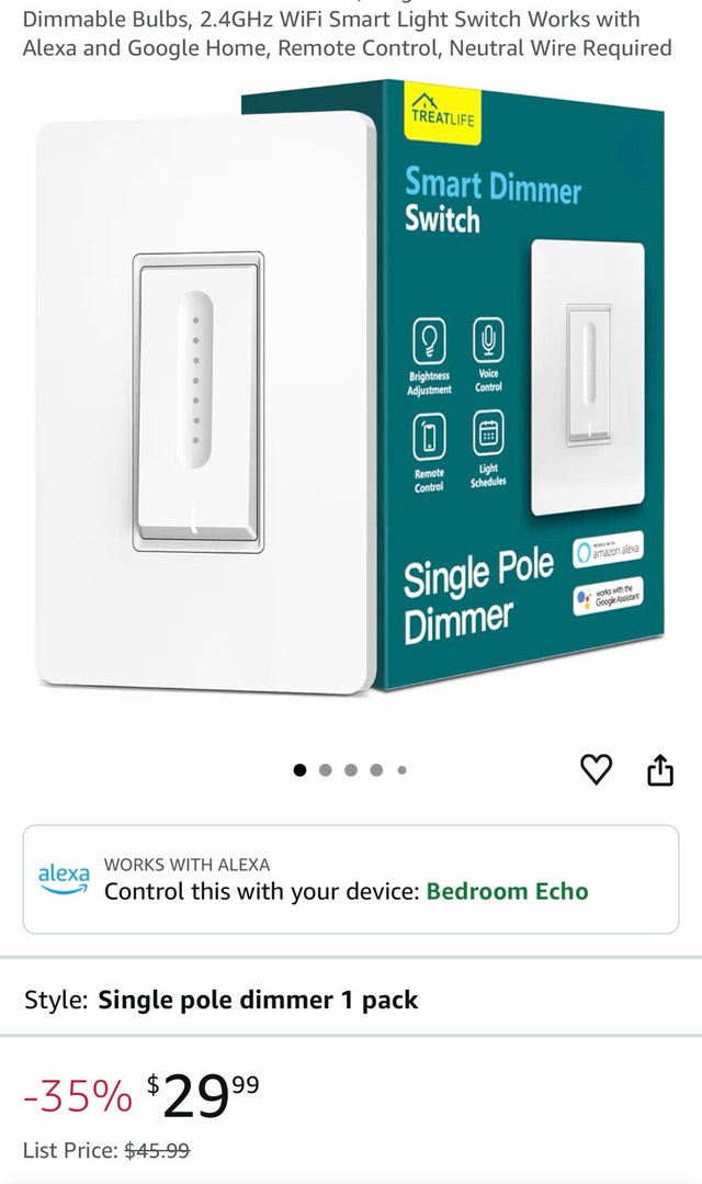BRAND NEW, SEALED - Smart Dimmer Switch WiFi Alexa Google