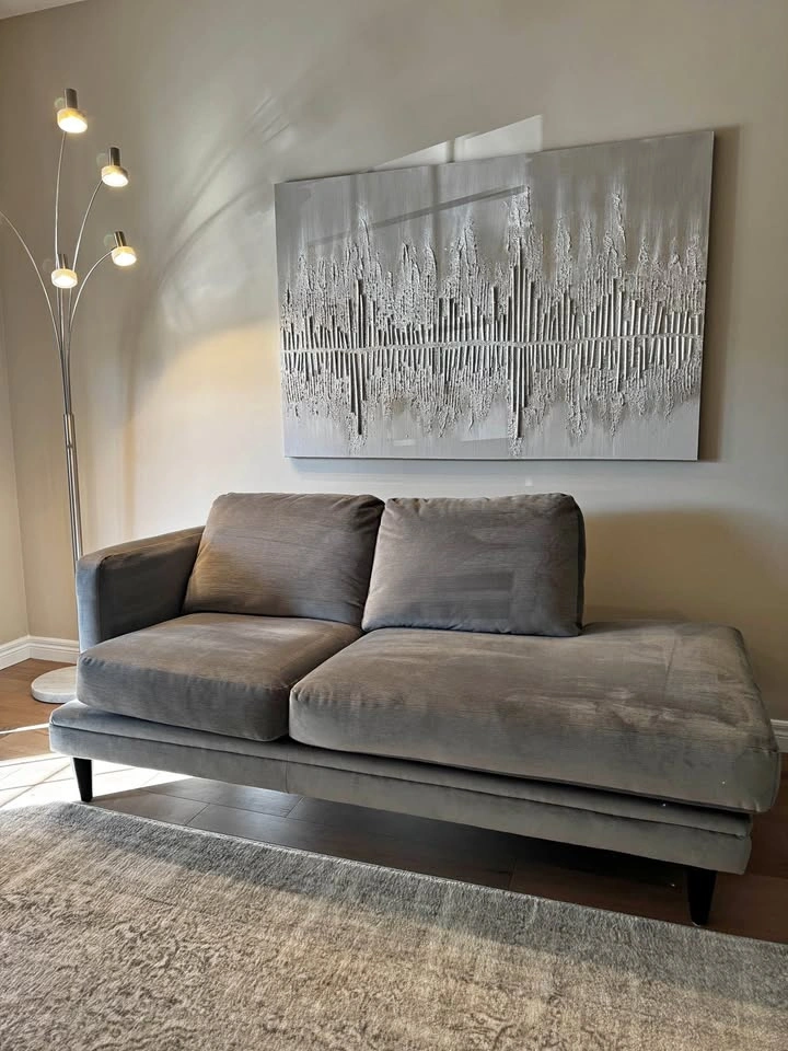 Grey Modern Settee Sofa - 6ft long