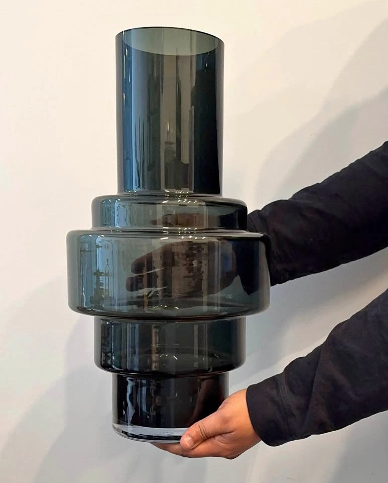 Large Smoked Glass Accent Vase - 18” tall