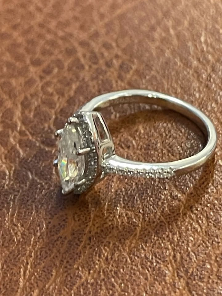1.00 CT GRA Certified Marquise Moissanite Ring 925 Silver - photo 2