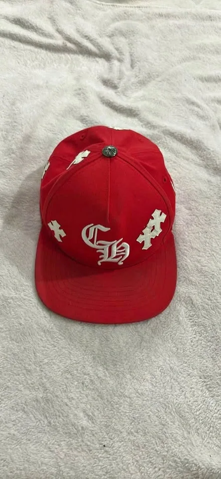 Chrome Hearts Red Crosses Snapback Hat